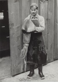 Doc Ed Ricketts in apron with Squid